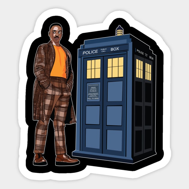 THE DOCTOR IS HERE! Sticker by KARMADESIGNER T-SHIRT SHOP
